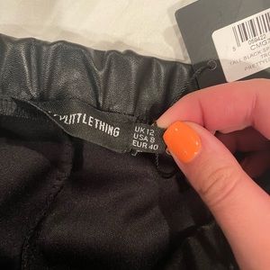 Tall black split hem PU Pants